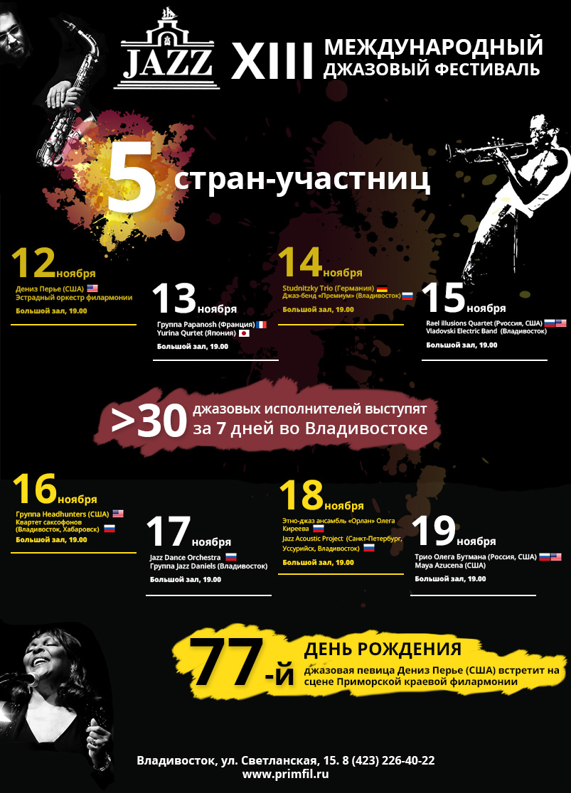 XIII Международный джазовый фестиваль стартует во Владивостоке на этой неделе