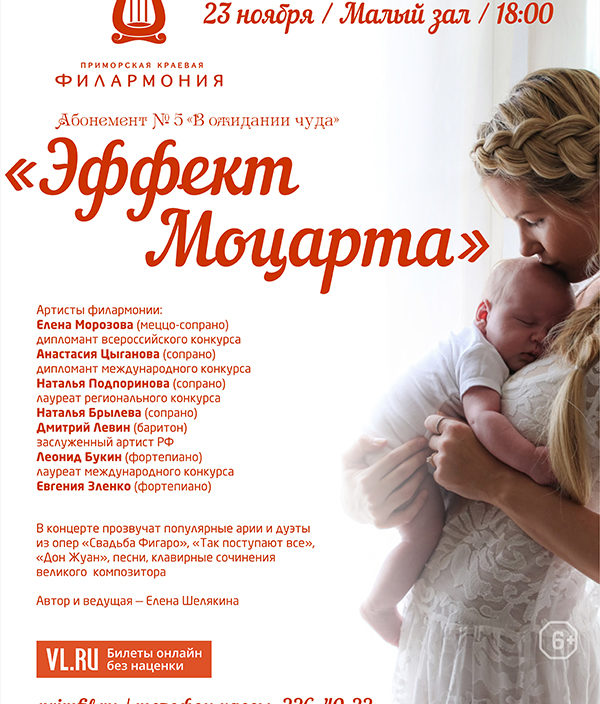 23 ноября  АБОНЕМЕНТ № 5  «В ОЖИДАНИИ ЧУДА» Концертная программа « ЭФФЕКТ МОЦАРТА»