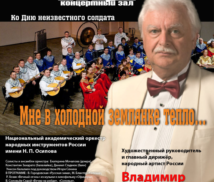 2 декабря Виртуальный концертный зал Ко Дню неизвестного солдата Концертная программа «Мне в холодной землянке тепло…»